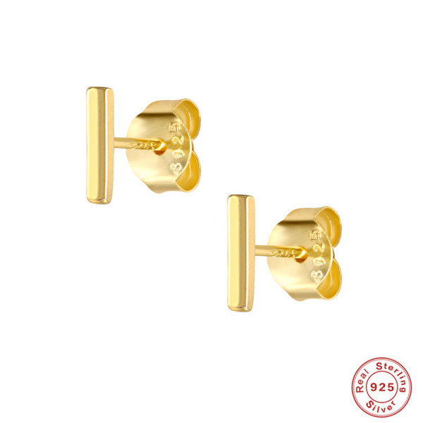 Gold-Plated Bar Stud Earrings