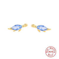 Gold-Tone Blue Crystal Animal Stud Earrings