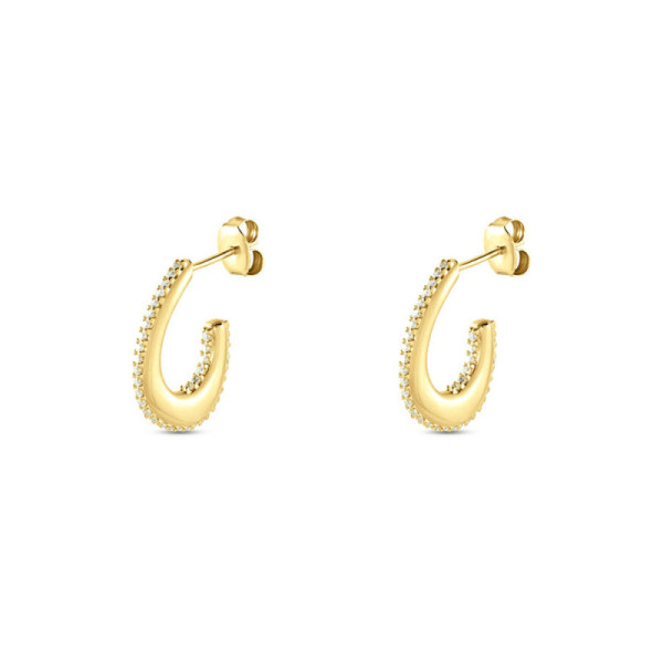 Gold-Tone Pavé Medium Hoop Earrings