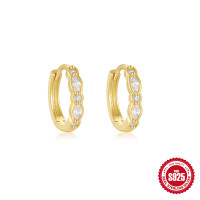 Gold-Plated Cubic Zirconia Huggie Earrings