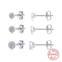 925 Silver Cubic Zirconia Stud Earrings Set