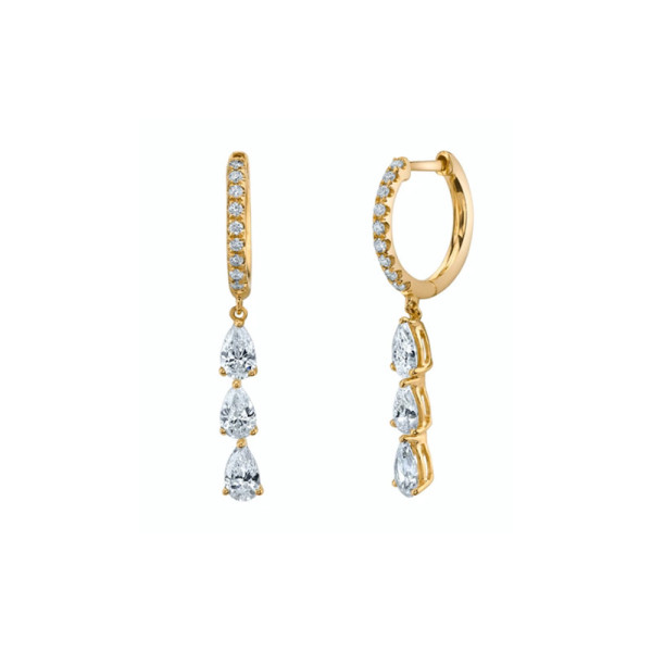 Gold-Plated Crystal Dangle Hoop Earrings