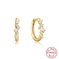 Gold-Plated Cubic Zirconia Huggie Earrings