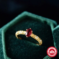 Gold-Finished Ruby Solitaire Ring