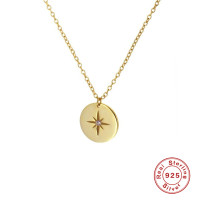 Gold Star Pendant Necklace with Cubic Zirconia