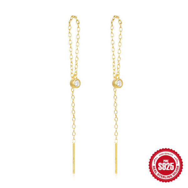 Gold Threader Earrings with Cubic Zirconia