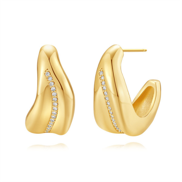 Gold-Tone Pavé Huggie Earrings