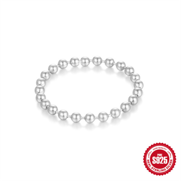 Sterling Silver Beaded Stretch Bracelet