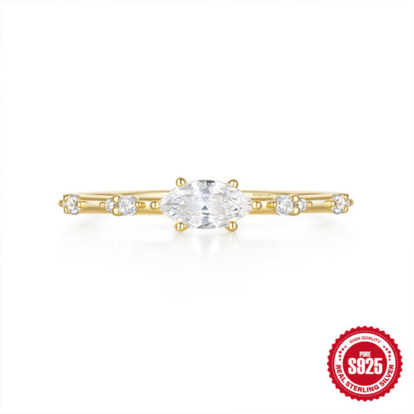 Gold-Plated Marquise Cubic Zirconia Ring