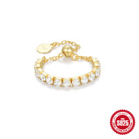 Gold-Tone Cubic Zirconia Adjustable Band Ring