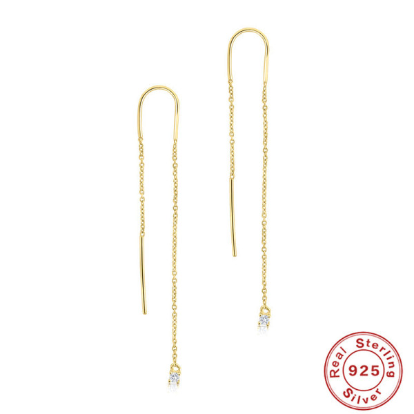 Gold-Finish 925 Silver Threader Earrings