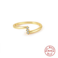 Gold-Finish Open Band Ring with Cubic Zirconia
