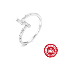 925 Silver Baguette Cut Open Band Ring