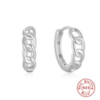 925 Silver Chain-Link Huggie Earrings