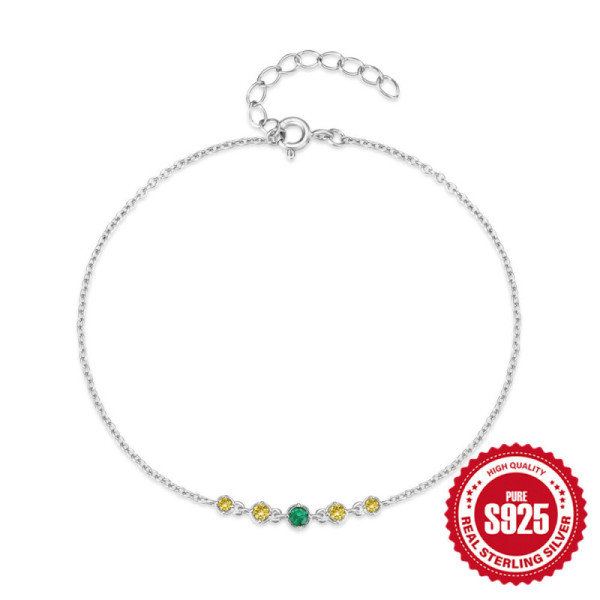 925 Silver Cubic Zirconia Chain Bracelet