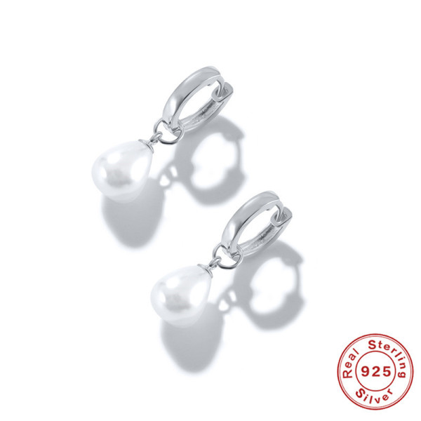 925 Silver Huggie Earrings with Freshwater Pearls