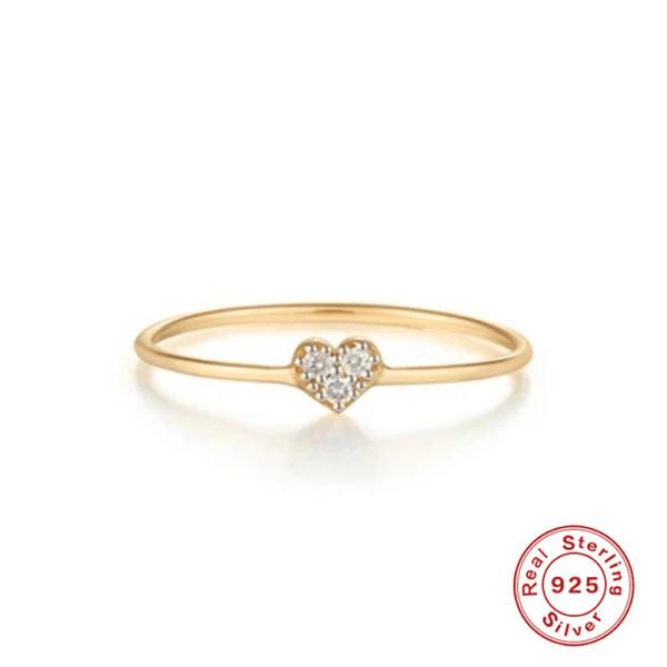 Gold-Plated Heart Pavé Ring