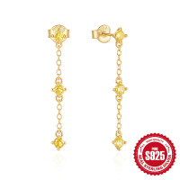 Gold-Plated Cubic Zirconia Dangle Earrings