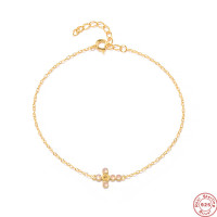 925 Silver Gold-Plated Cross Chain Bracelet
