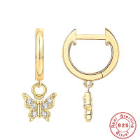 Gold Butterfly Charm Huggie Earrings