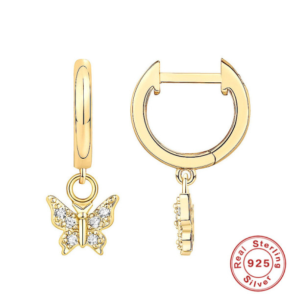 Gold Butterfly Charm Huggie Earrings