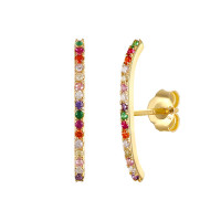 925 Silver Multicolor Pavé Ear Climbers