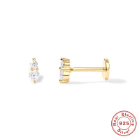 Gold-Plated Cubic Zirconia Stud Earrings