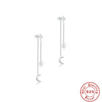 Silver Celestial Dangle Earrings