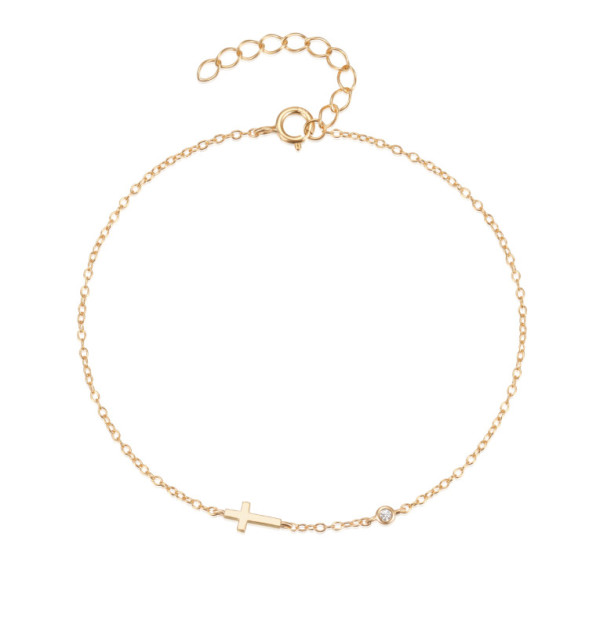 Gold-Plated Cross Chain Bracelet