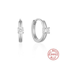 925 Silver Cubic Zirconia Huggie Earrings