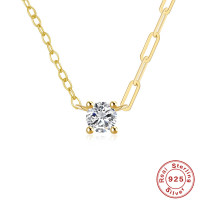 Two-Tone Cubic Zirconia Pendant Necklace
