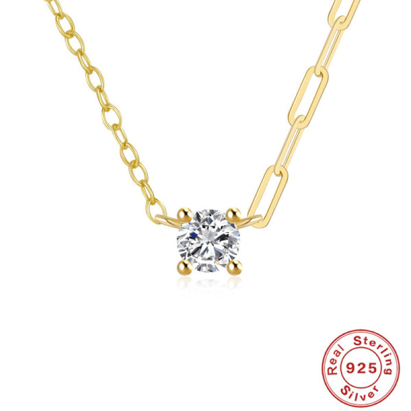 Two-Tone Cubic Zirconia Pendant Necklace