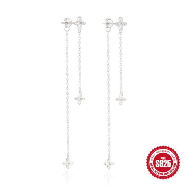 925 Silver Floral Dangle Earrings