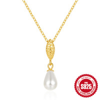Gold-Plated Freshwater Pearl Drop Necklace