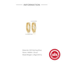 Gold-Finish Zircon Huggie Earrings