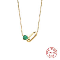 925 Silver Gold Geometric Pendant Necklace