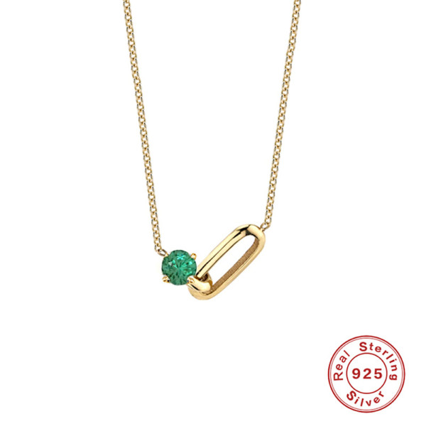 925 Silver Gold Geometric Pendant Necklace