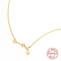 Gold-Tone Star Motif Necklace with Cubic Zirconia