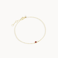 Gold Chain Bracelet with Ruby Accent