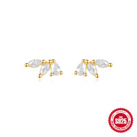 925 Silver Two-Tone Floral Stud Earrings