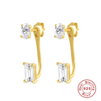 Gold-Plated Cubic Zirconia Dangle Earrings