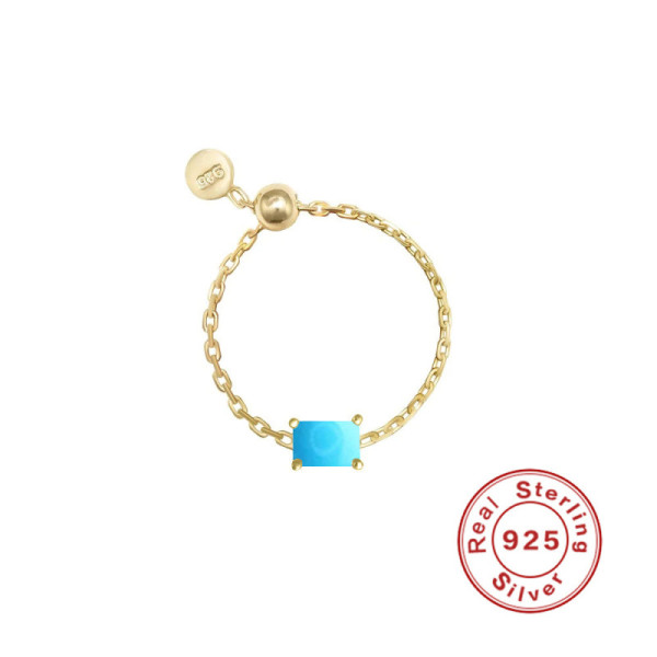 925 Silver Turquoise Chain Ring