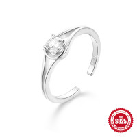 925 Silver Solitaire Adjustable Ring