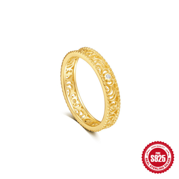 Gold-Plated Filigree Band with Diamond