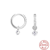 925 Silver CZ Huggie Earrings