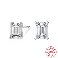 Sterling Silver Emerald-Cut Stud Earrings