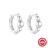 925 Silver Beaded Small Hoop Earrings
