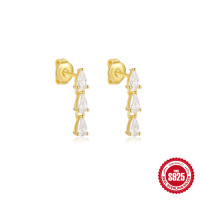 Gold-Plated Teardrop Crystal Dangle Earrings