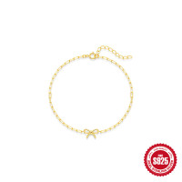 Gold-Finish Bow Motif Chain Bracelet