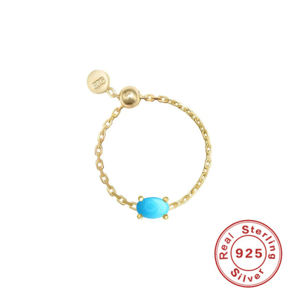 Gold-Plated Turquoise Chain Ring